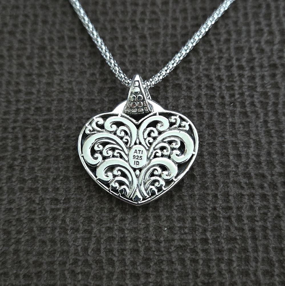Annika Witt Sterling Silver🤍 Scroll📜 Heart❤ Pendant Necklace - NWT - Picture 14 of 16